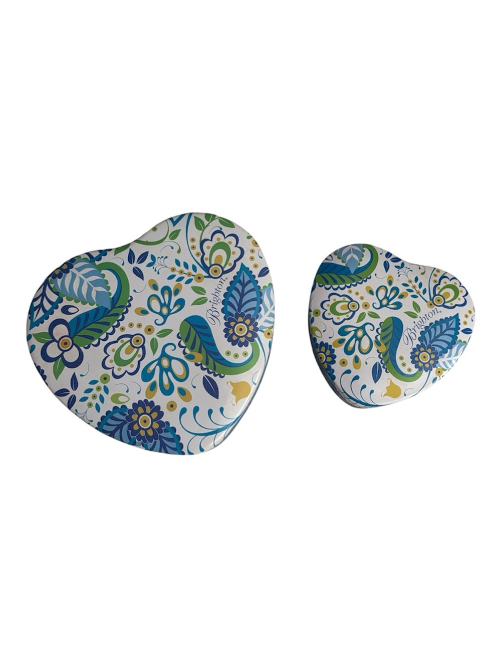 Brighton Blue, Green & White Heart Tin Set - 2pc